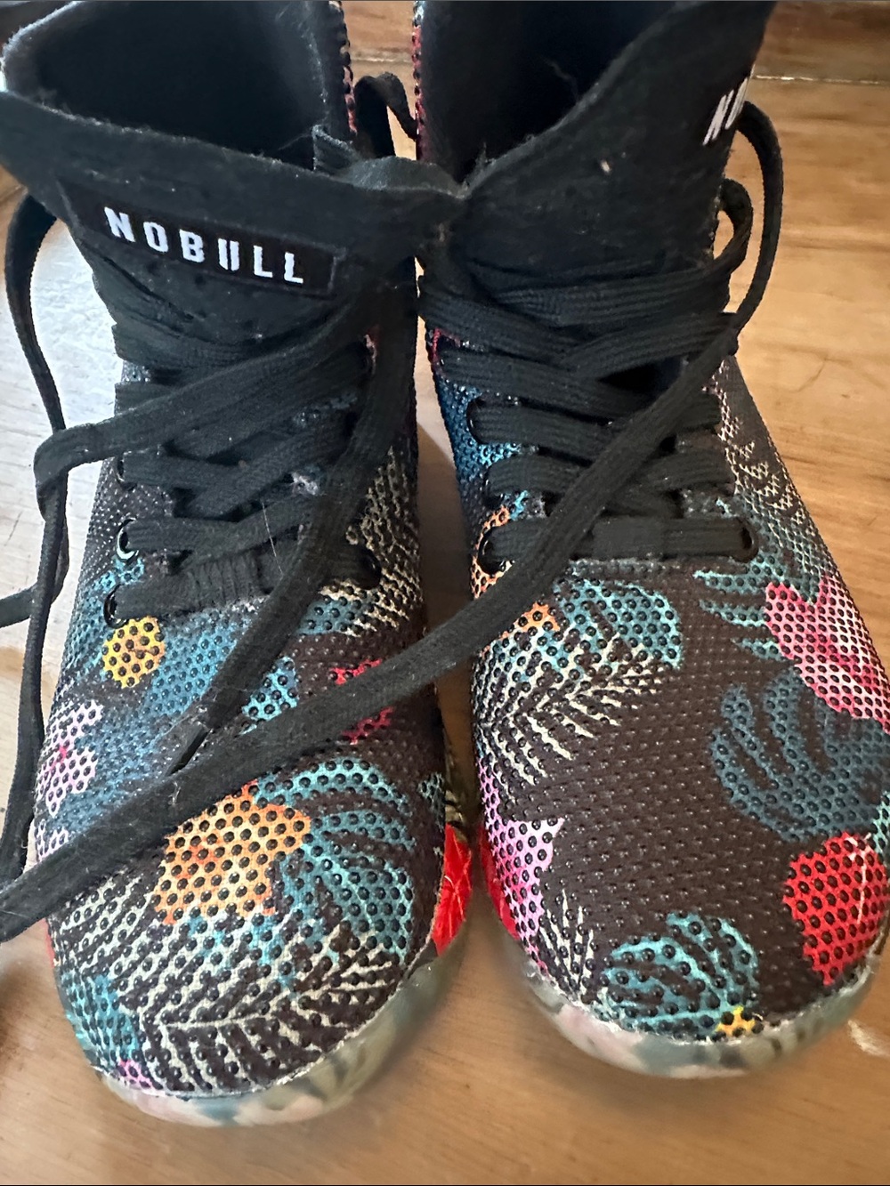 NOBULL Black Knit Training Shoes with Multicolor Floral Print